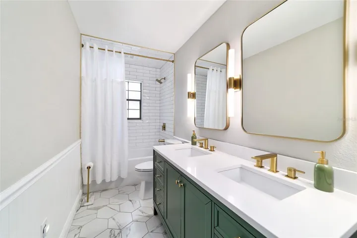 Hall Bath with Double Vanity.