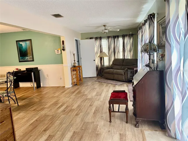 Familyroom has access to bathroom