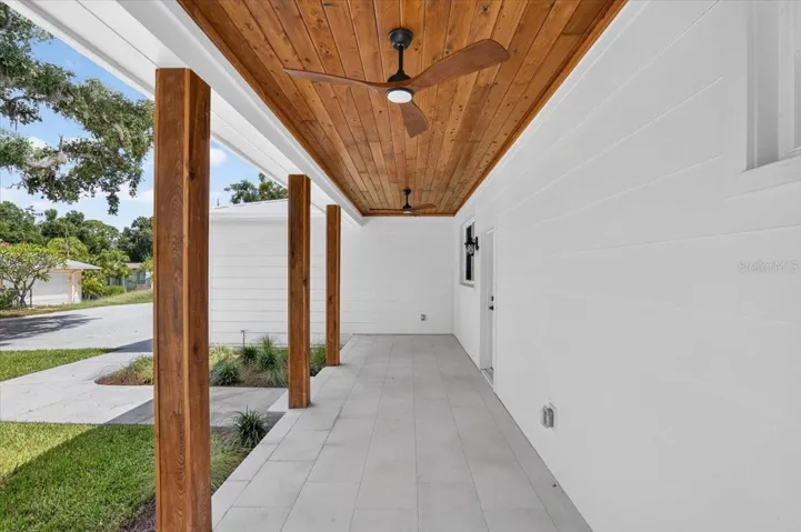 Covered Front Porch with ceiling details