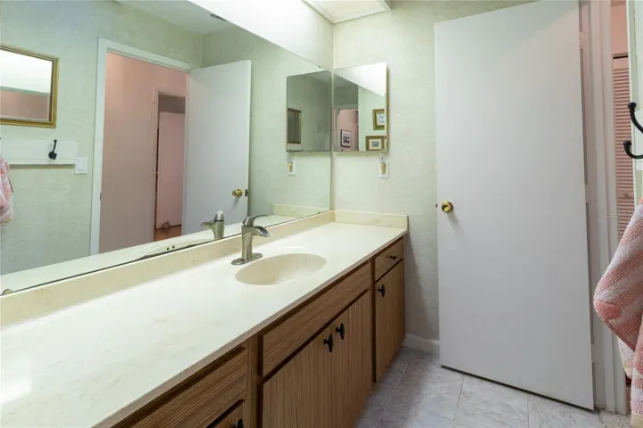 guest bathroom with skylight