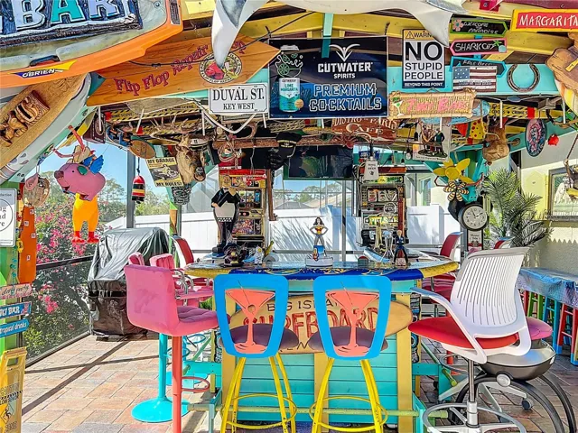 Tiki Bar with Smart TV and Cold Fridge