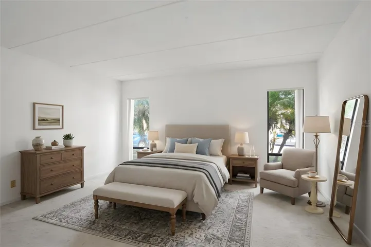 Flexible Second Bedroom. Bright and spacious, the second bedroom easily adapts to guests, a home office, or your changing needs. Virtually staged photo.