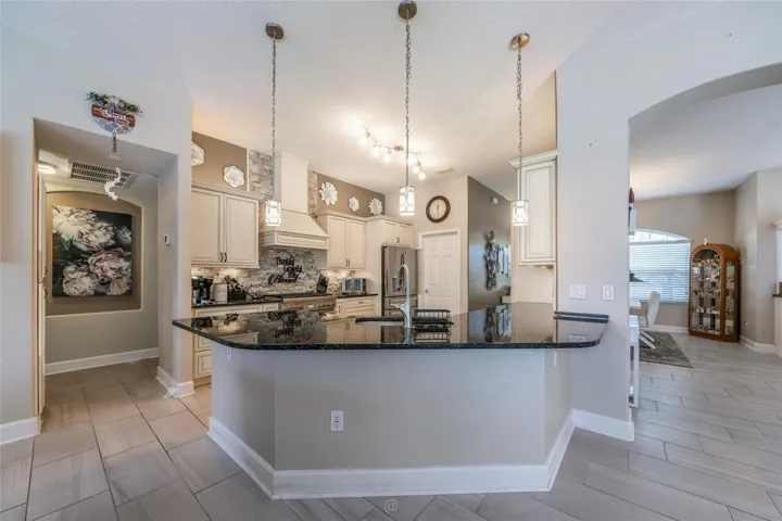 Breakfast bar with granite countertop