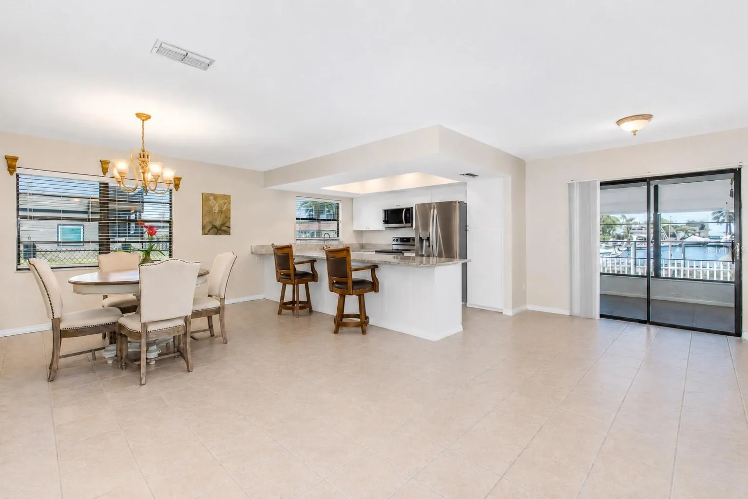 Dining and kitchen.