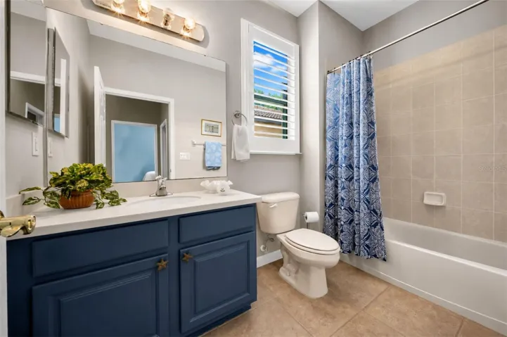 Coastal updated bathroom.