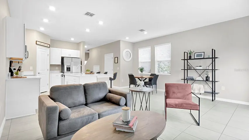 Tile Flooring in Main Living, Recessed Lighting and abundance of natural light.