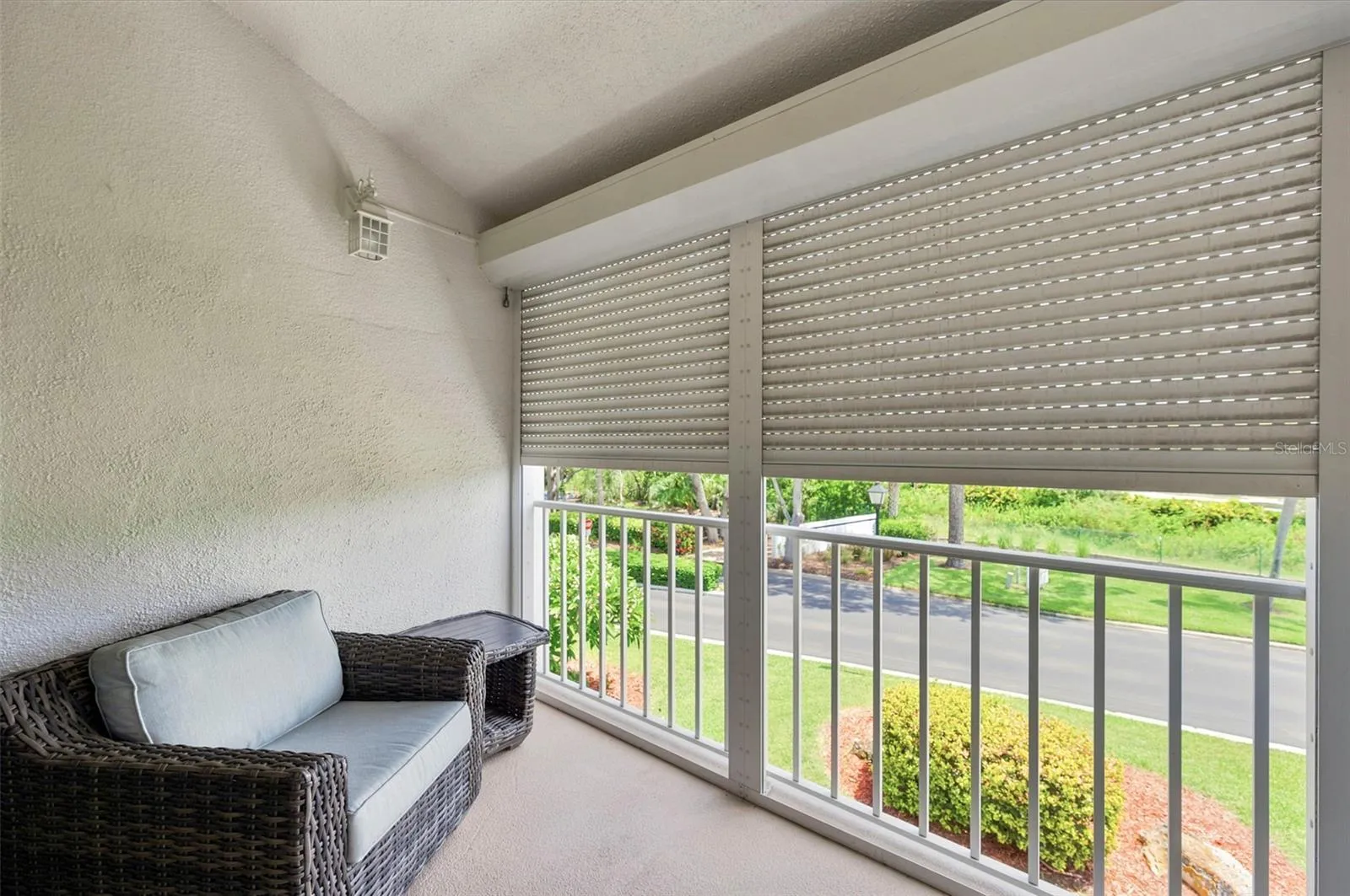 Hurricane shutters- half closed