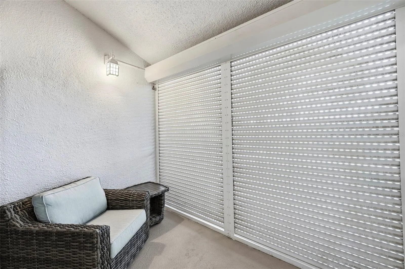 Hurricane shutters fully closed
