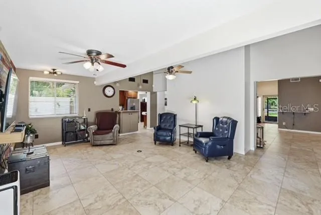 Family room from corner sliders