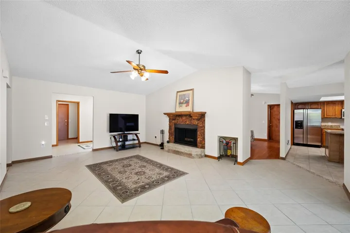 Family Room with wood burning fireplace