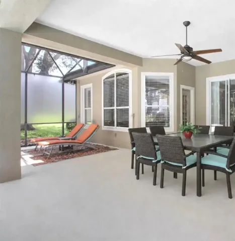 enclosed porch area