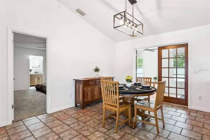 Dining room, primary bedroom