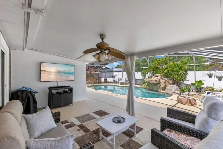 Covered outdoor seating area
