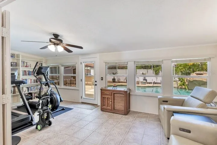 Florida room overlooking pool