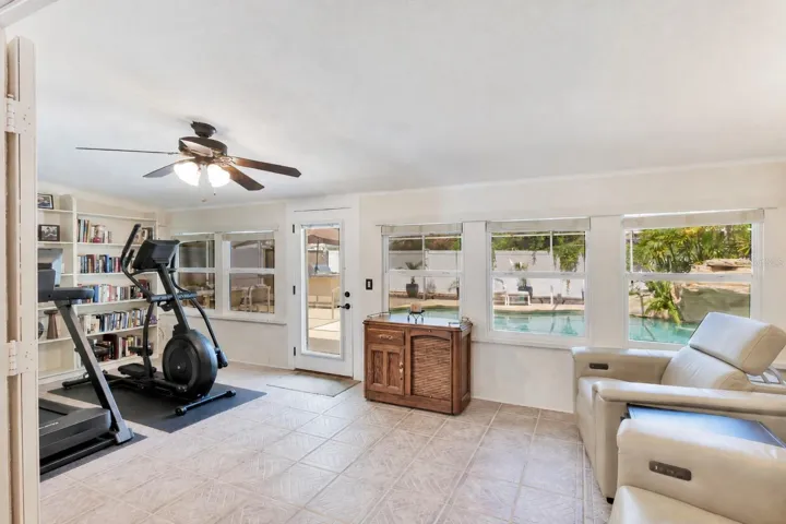 Florida room overlooking pool