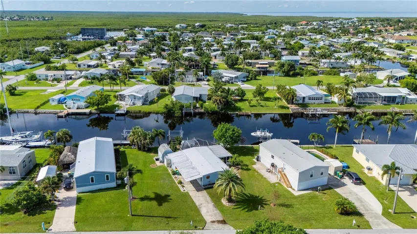Aerial of property and water