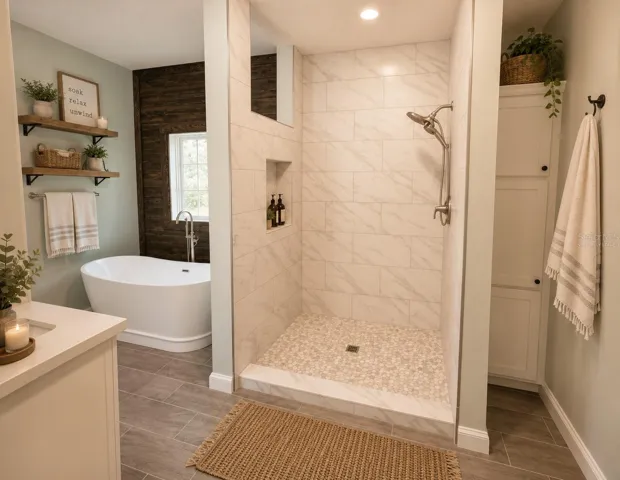Primary Bath - Room has been virtually staged