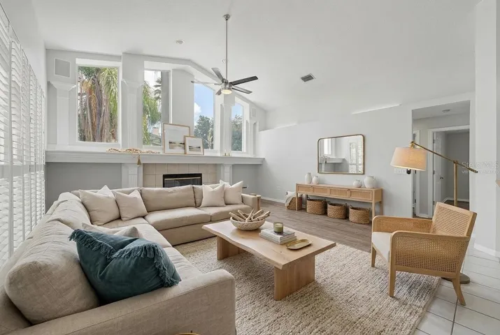 Virtually staged living room
