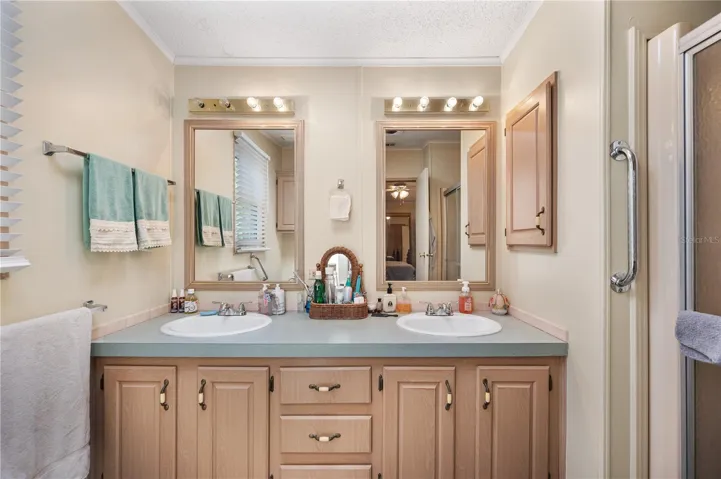 Primary bathroom with dual sinks