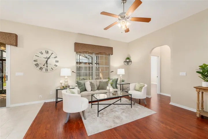 Door opening to the right leads to the primary bedroom separate from the other 2 bedrooms for the ultimate privacy.