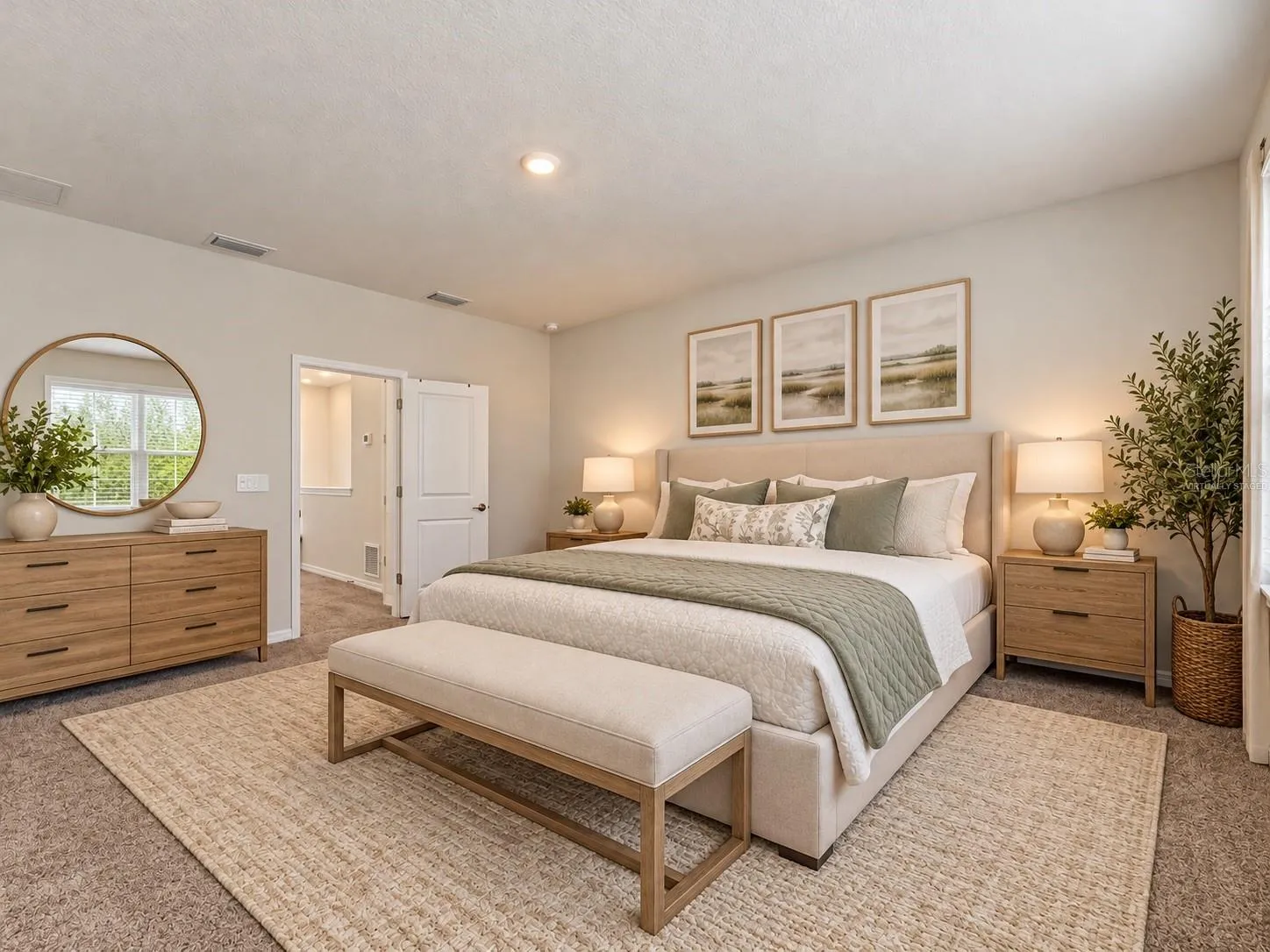 virtually staged master bed