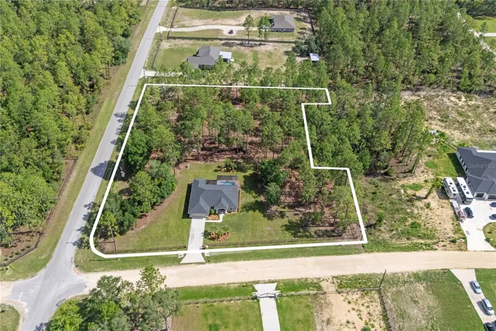 The cut in in the property line is a retention pond.