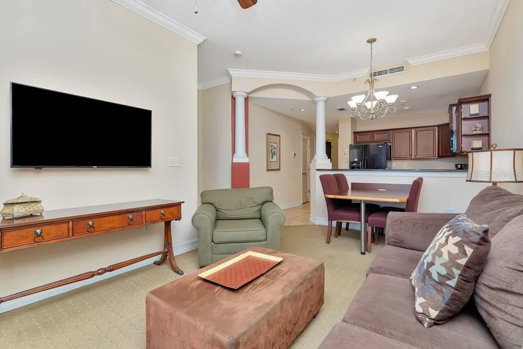 Family room overlooking the pool area