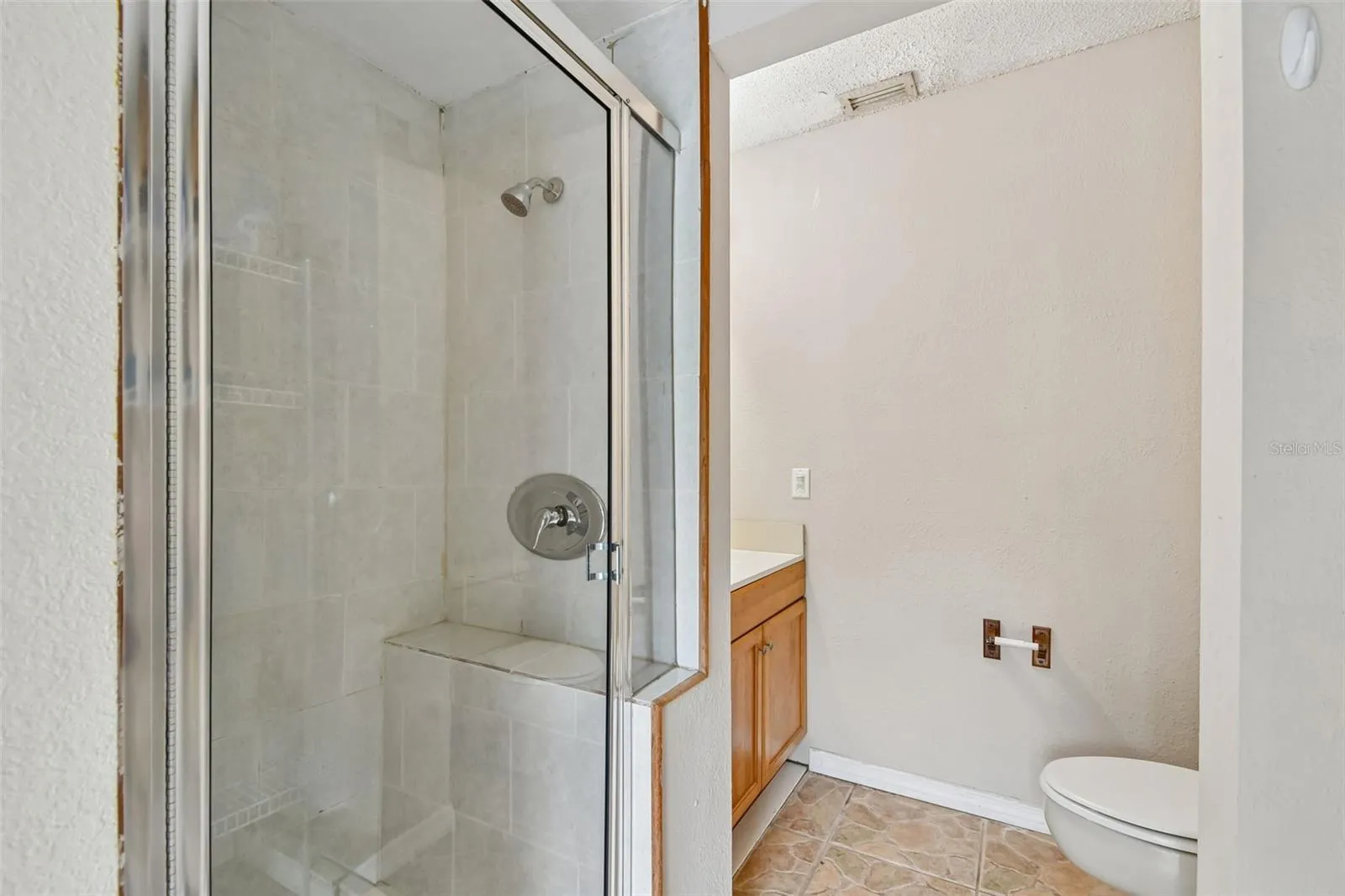 Pool Bathroom - Full with toilet, vanity, and Shower