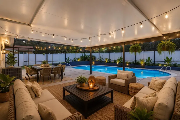 VIRTUALLY STAGED- Enclosed Pool Area