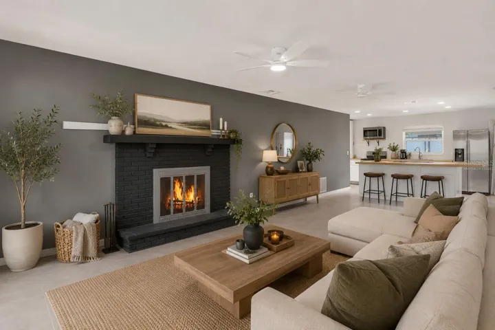 VIRTUALLY STAGED- Living Room w/Fire Place