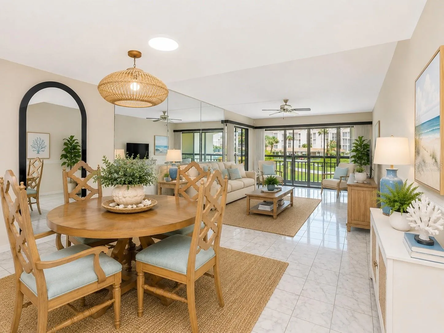 virtually staged - Open concept dining and living area