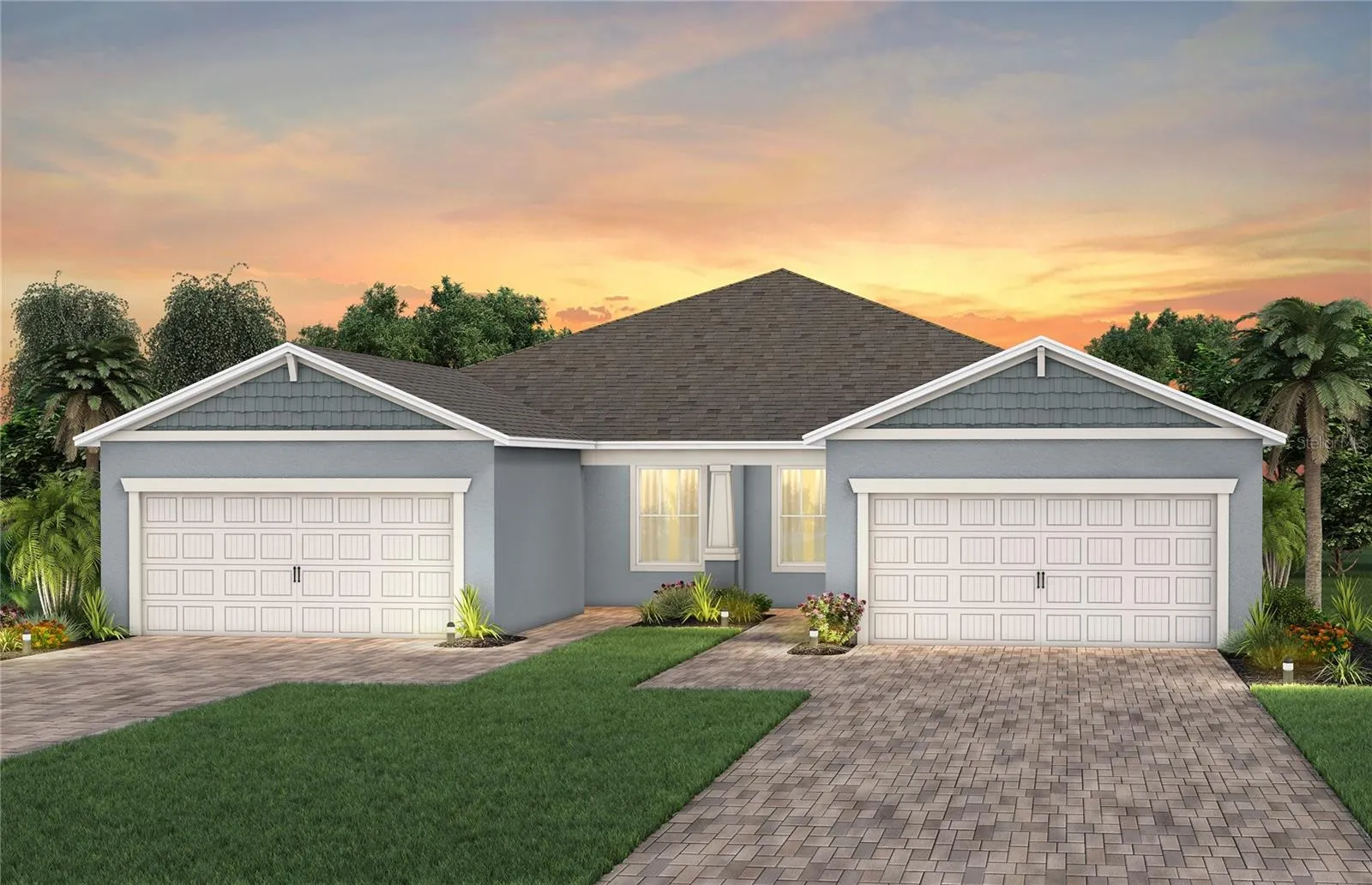 Exterior Design. Artistic rendering for this new construction home. Pictures are for illustrative purposes only. Elevations, colors and options may vary.