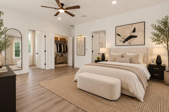 primary bed rooom staged
