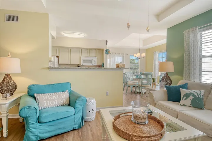 View from living area into the kitchen