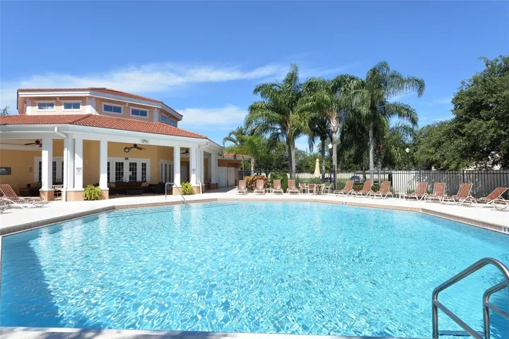 Side view of pool and clubhouse