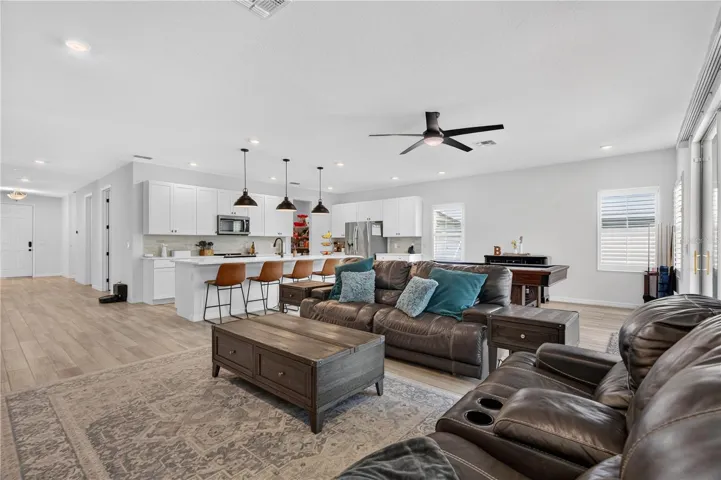 Entire view of the Kitchen and Living Area