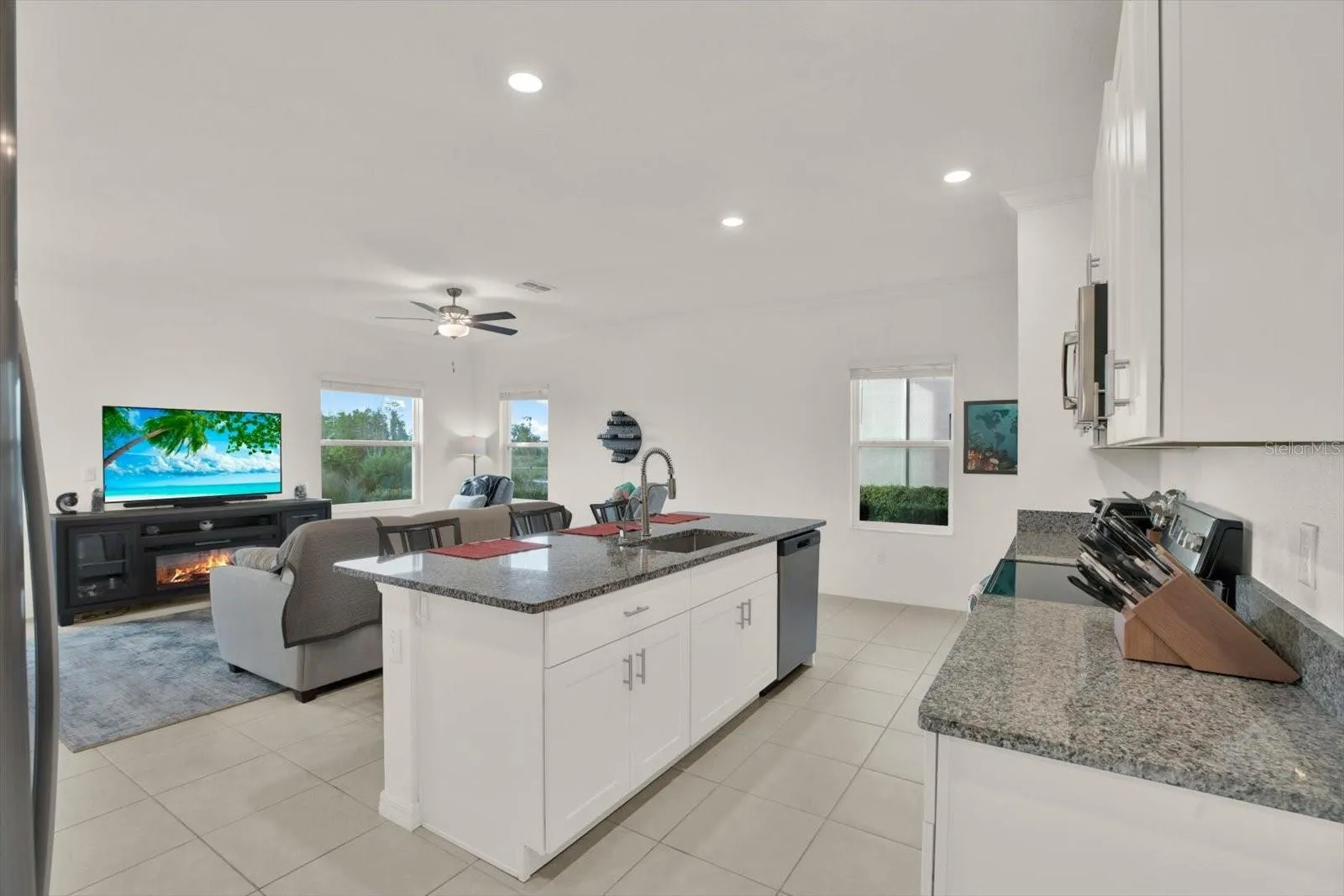 kitchen, living room