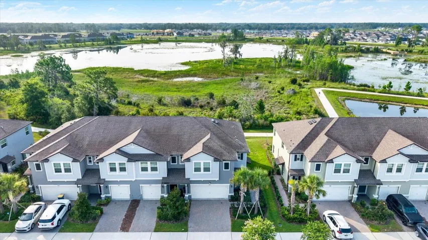 front view aerial, walking trail