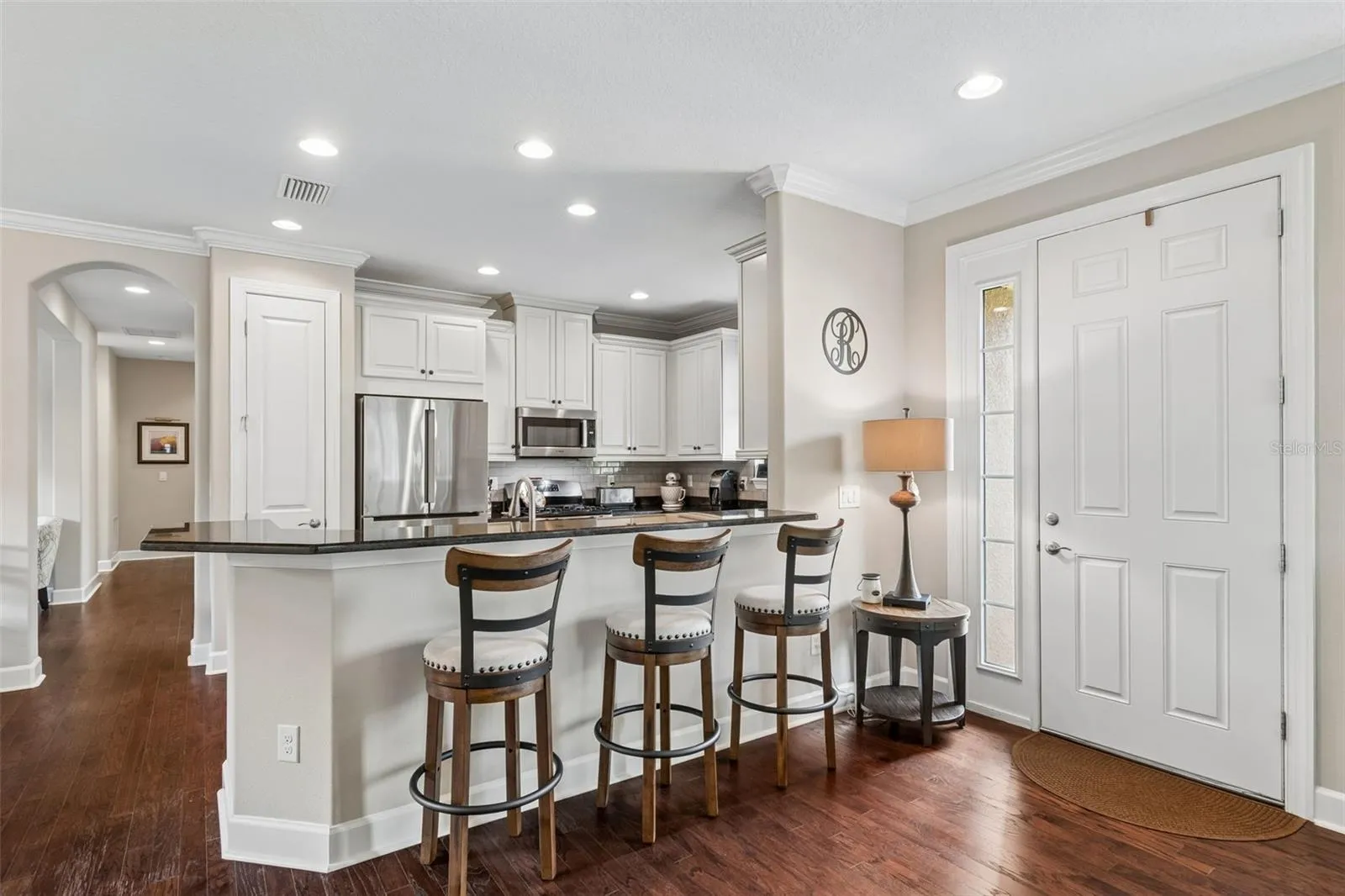 Granite island with additional seating