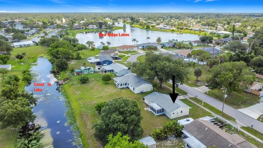 Aerial view of the canal to the lake