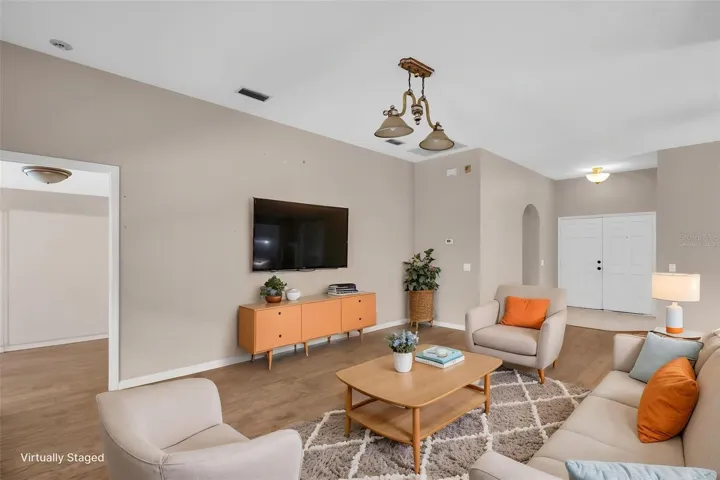 Living room virtually staged