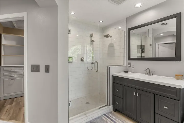 Upgraded walk in shower - primary bathroom