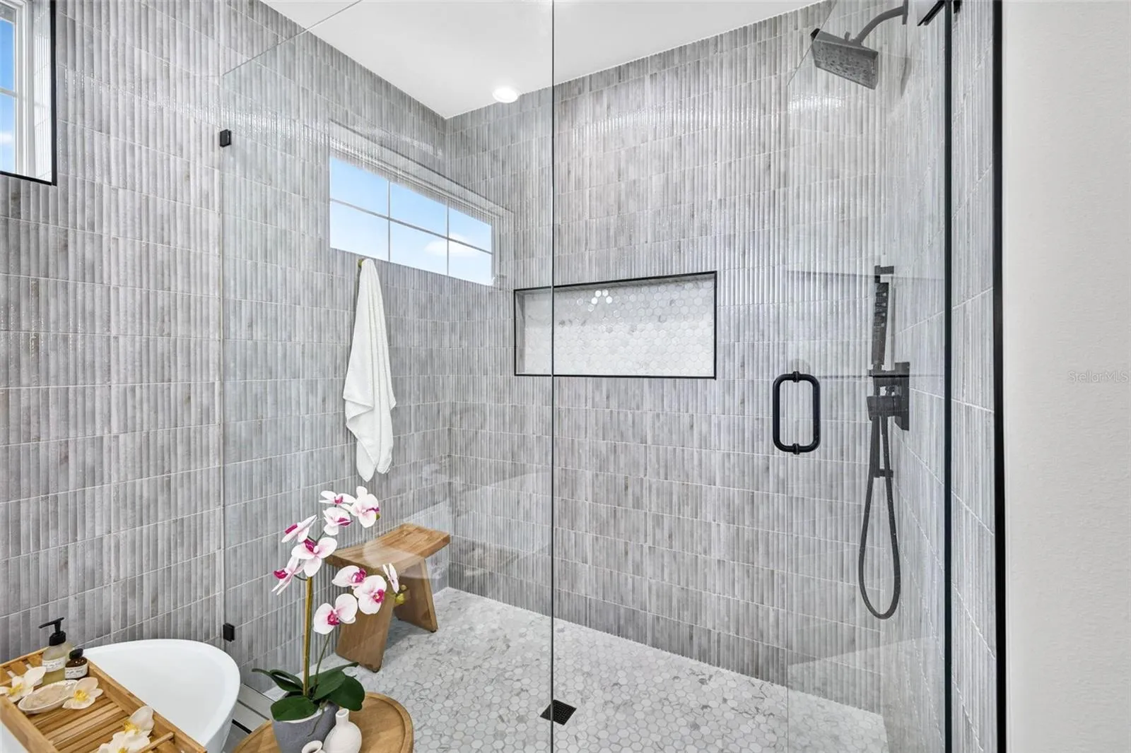 Glass walk-in shower