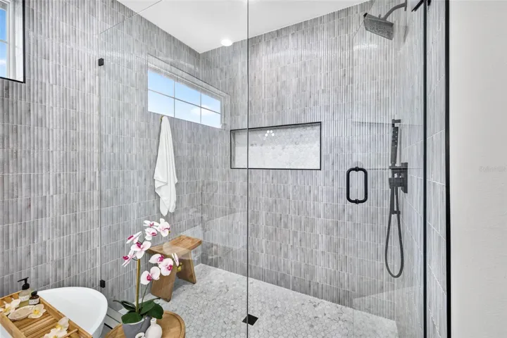 Glass walk-in shower