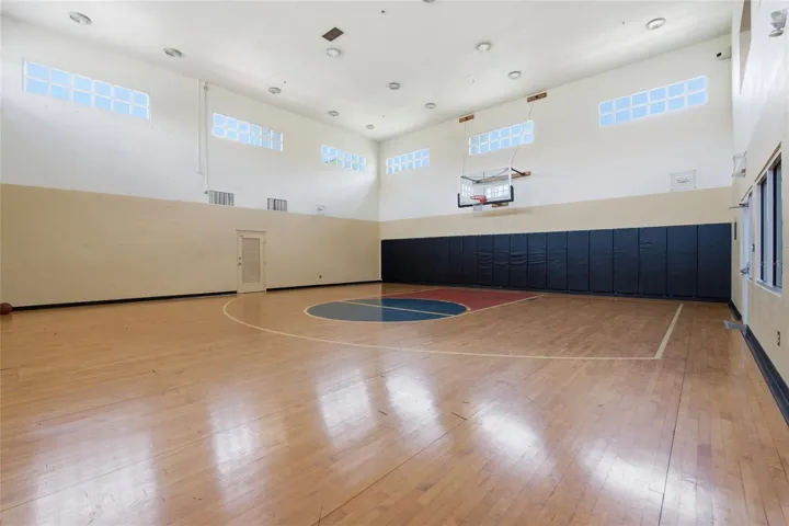 Resort indoor basketball half court
