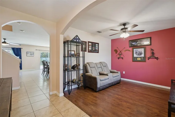 Entry foyer towards kitchen and den,library,office or formal dining room
