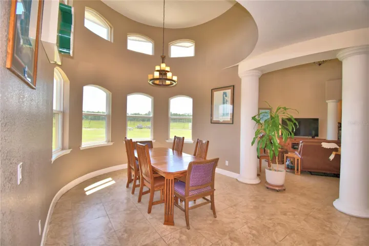 Dining Room with 15 Foot Ceilings