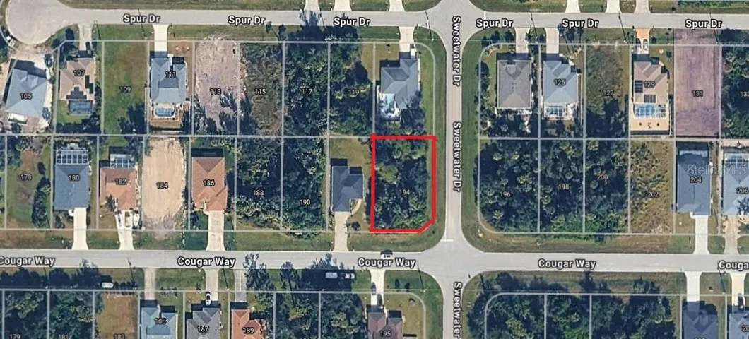 Lot is on the corner of Cougar and Sweetwater.
