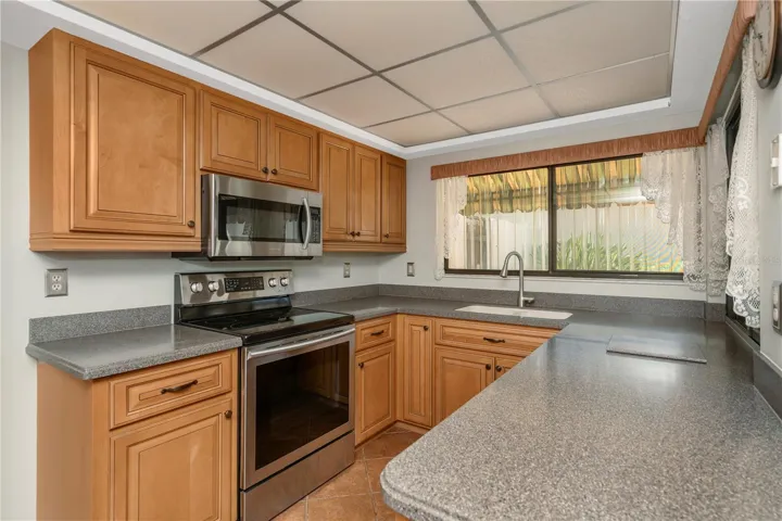 Kitchen with stainless steel appliances