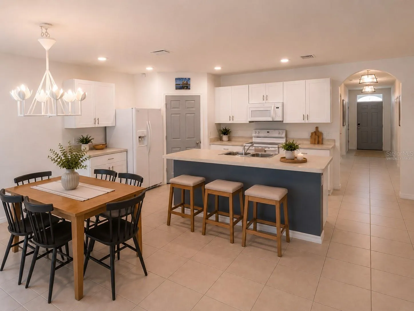 Virtually Staged dining area and kitchen